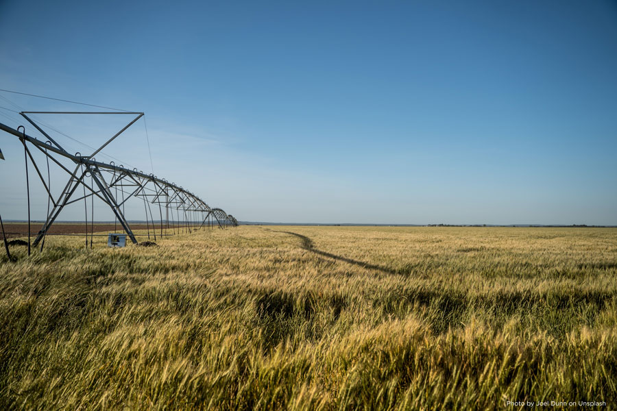 Irrigated field in Western US. Photo credit: Photo by Joel Dunn on Unsplash